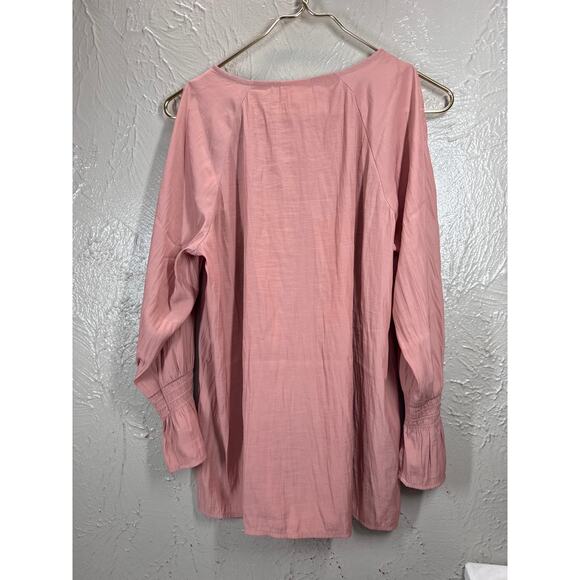 J. Jill Cold Shoulder Bell Sleeve Blouse Womens Boho Top Rose Pink Sz Small NWT - Picture 2 of 4